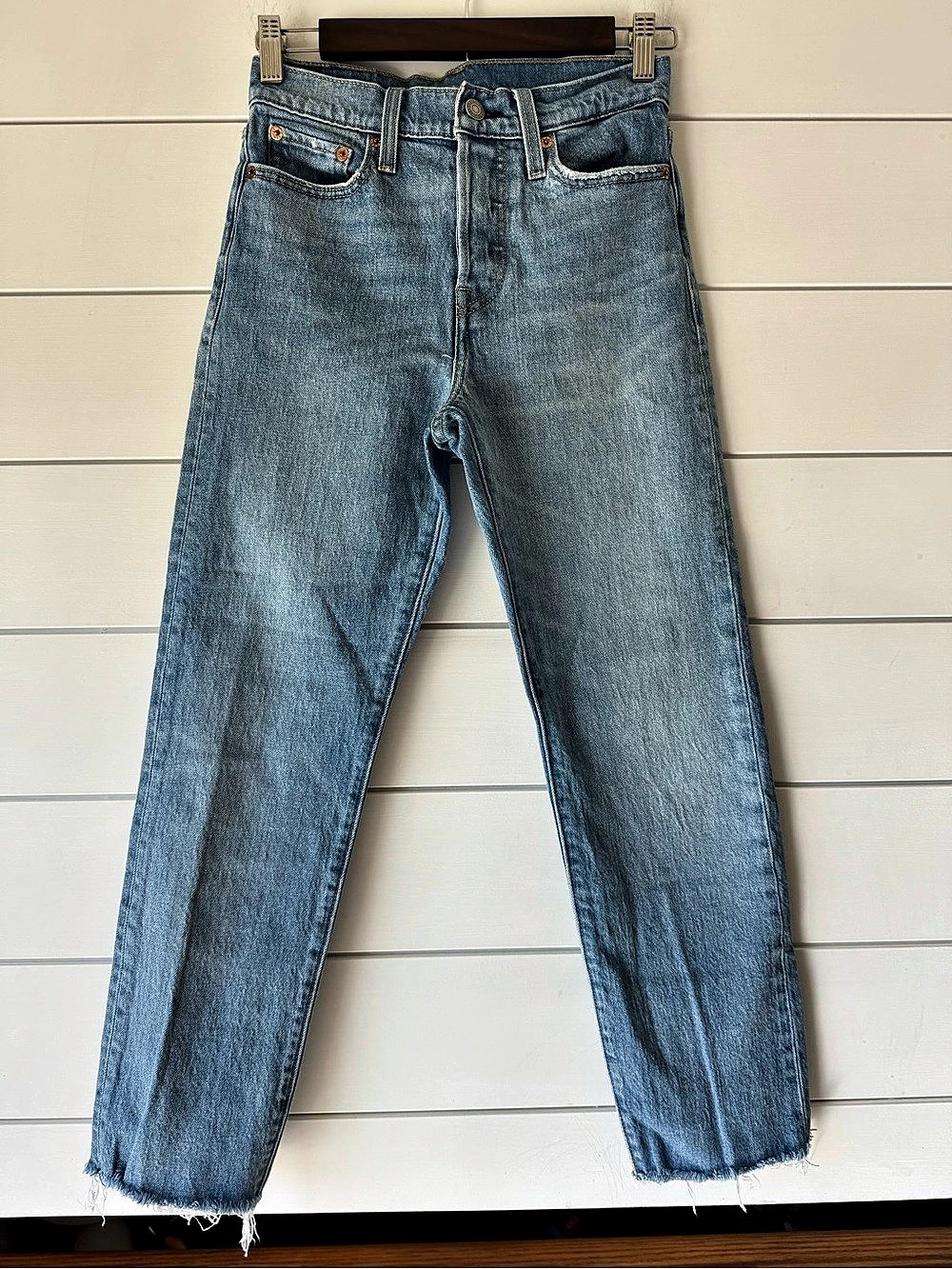 Levi's Wedgie Straight Ankle Jeans Waist 25 Blue
